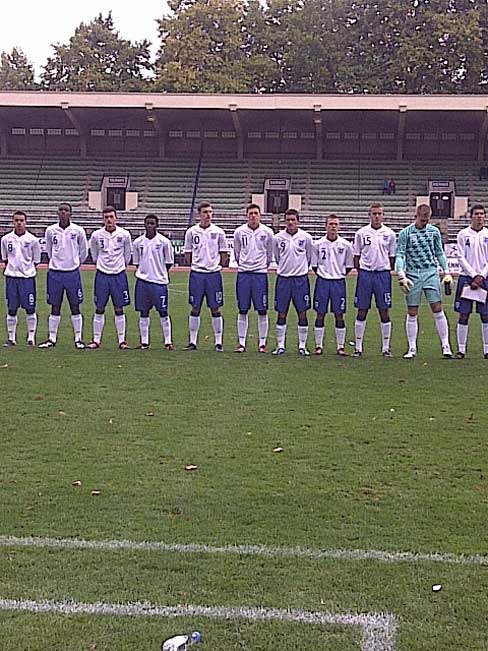 England U19s line-up to face Portugal.